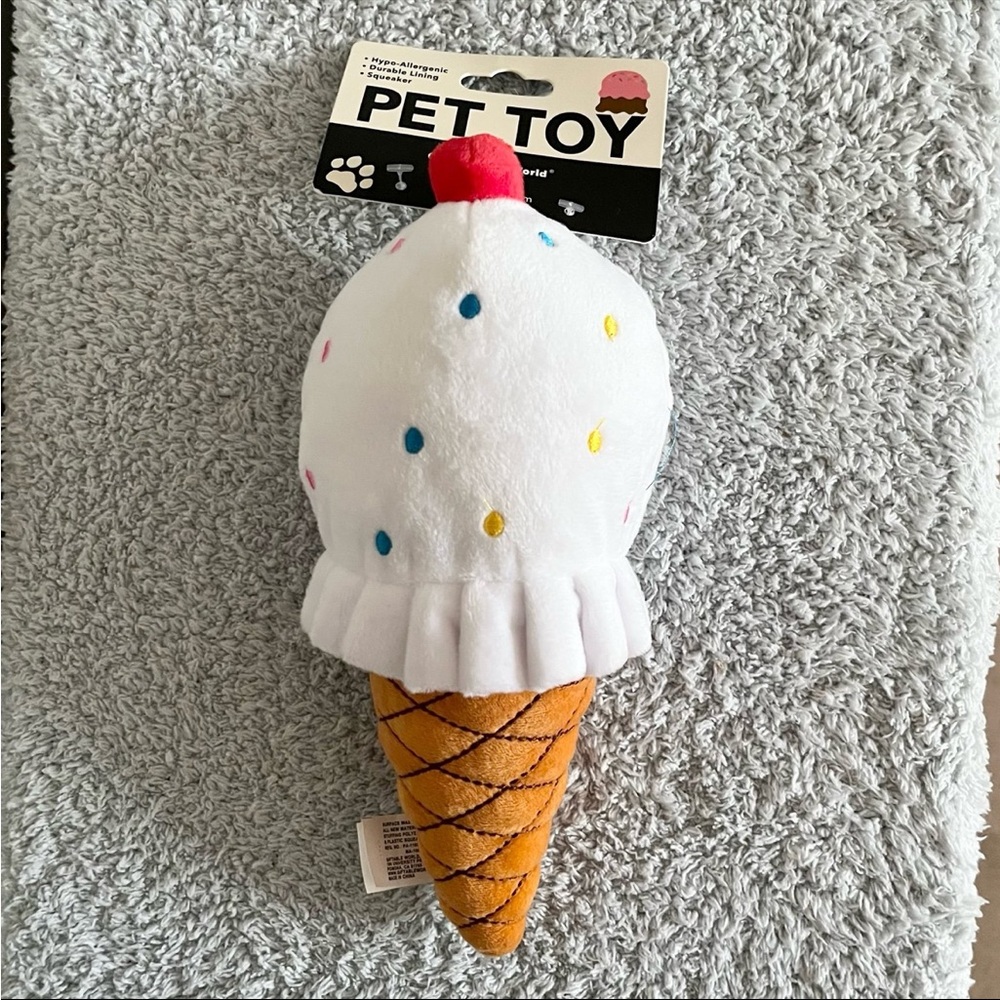 ❄️5/$20 Dog Toy Squeaky Toy 10in Ice Cream Cone Pet Toy w/ Squeaker, New!